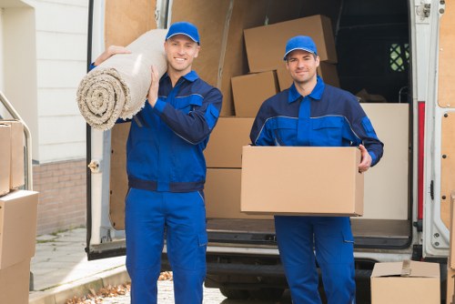 Moving van and boxes for a house move in Cowley