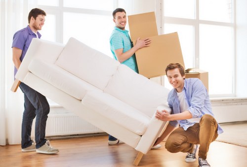 Office furniture and equipment being prepared for a Cowley commercial move