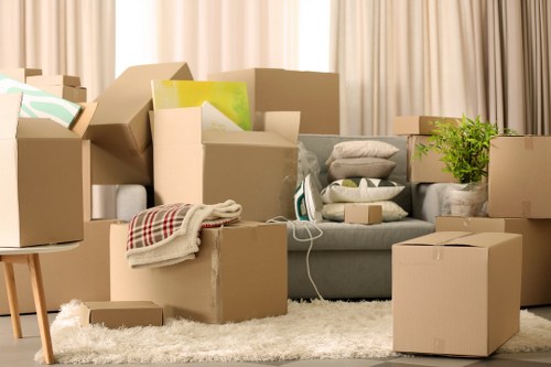 Boxes and furniture being carefully loaded for a Cowley removal
