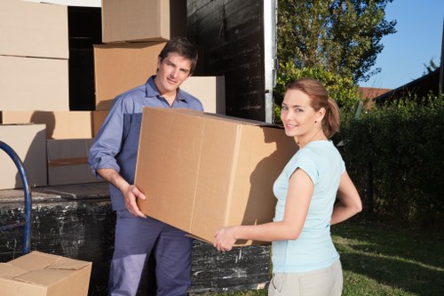 Furniture being moved from a Cowley property with tight access